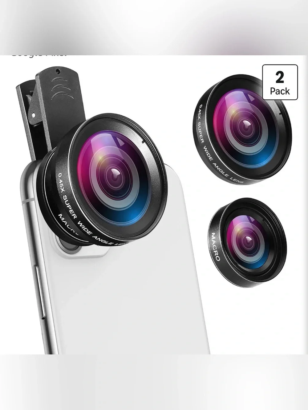 Phone Camera Lenses - Macro & Wide Angle with Phone Clip
